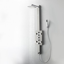 FSP8002BS Lecco (Brushed Silver) Thermostatic Shower Massage Panel